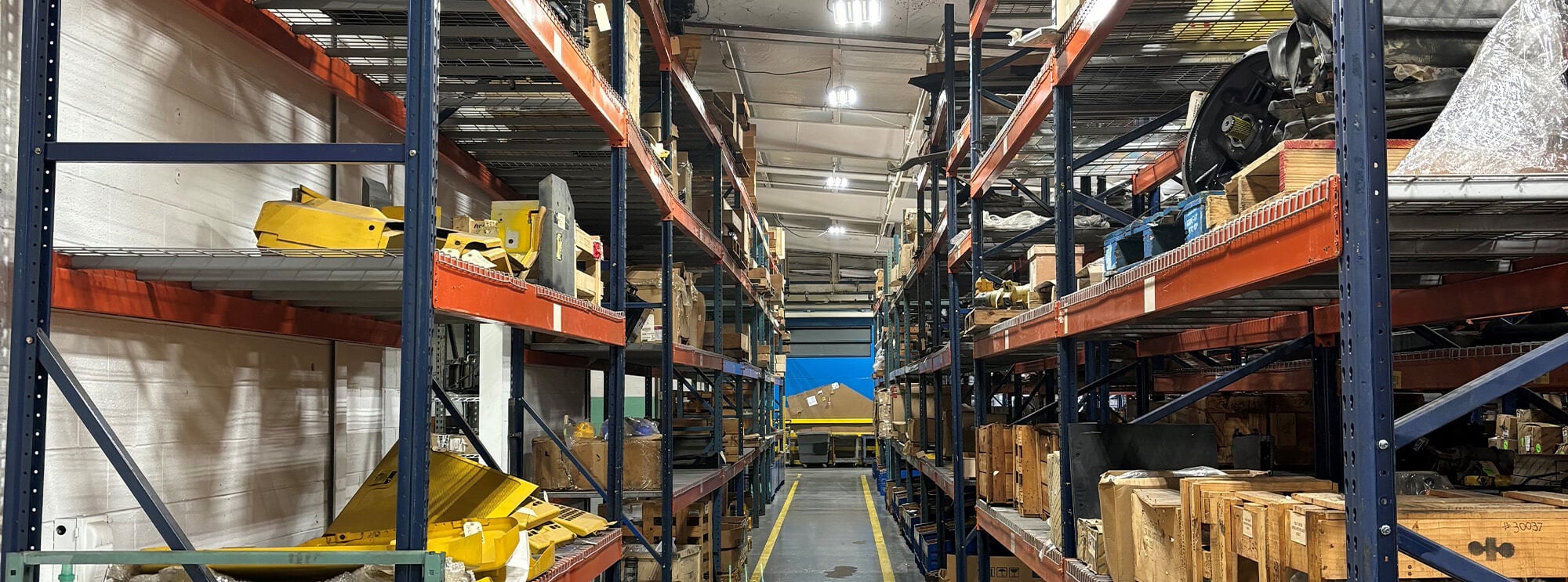 Parts on shelves